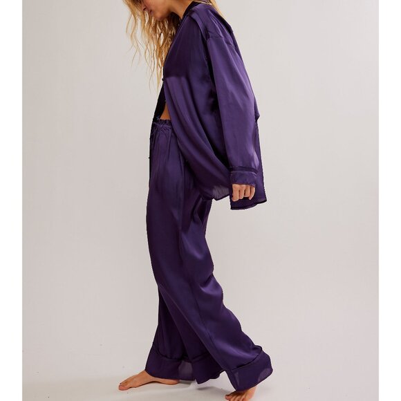 FREE PEOPLE Dreamy Days Solid PJ Set / Gothic Grape - Picture 2 of 6